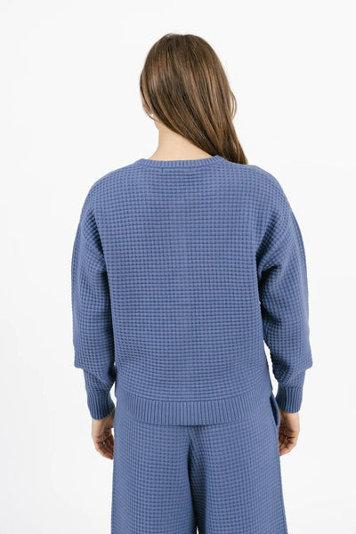 Smash + Tess 'Megan' Waffle Cardigan - Slate Blue