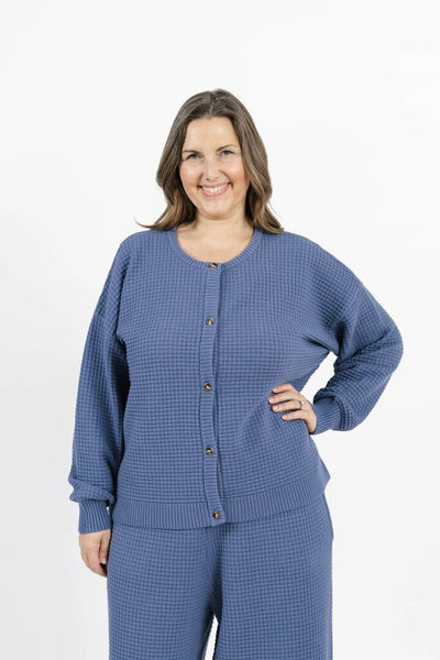 Smash + Tess 'Megan' Waffle Cardigan - Slate Blue