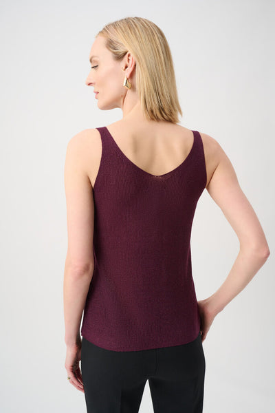 Joseph Ribkoff 252915 Metallic Knit Camisole - Elderberry