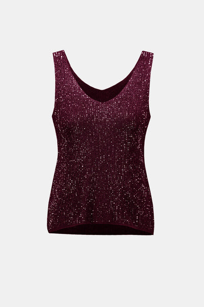 Joseph Ribkoff 252915 Metallic Knit Camisole - Elderberry