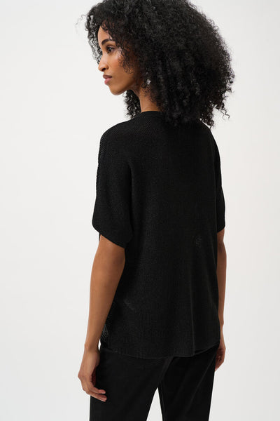 Joseph Ribkoff 263900 Metallic Knit T-Shirt - Black