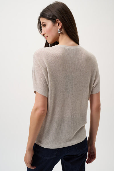 Joseph Ribkoff 263900 Metallic Knit T-Shirt - Moonstone