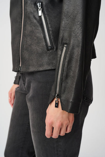 Joseph Ribkoff 263908 Foiled Knit Moto Jacket