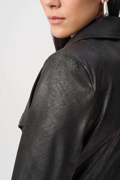 Joseph Ribkoff 263908 Foiled Knit Moto Jacket