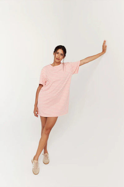 Dailystory 'Sammie' Pink Stripe Tshirt Dress