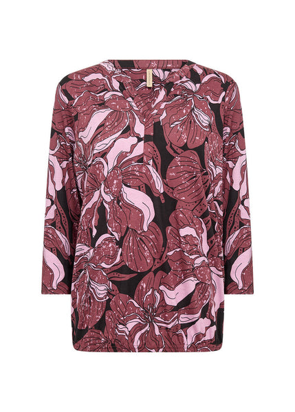 Soyaconcept 'Felicity' 3/4 Sleeve Floral Print Blouse - Oxblood Red