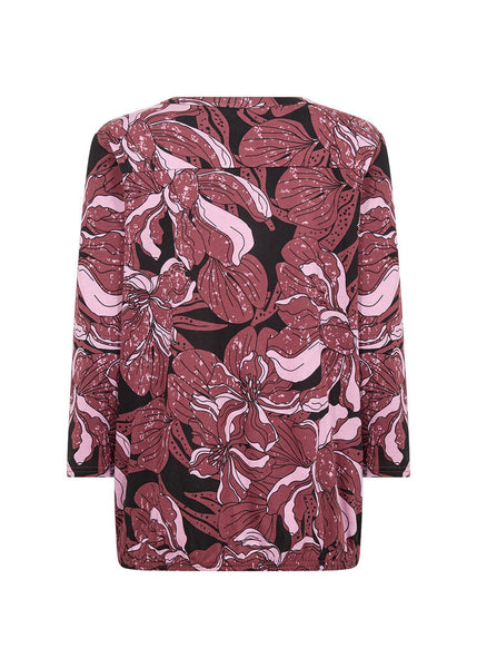 Soyaconcept 'Felicity' 3/4 Sleeve Floral Print Blouse - Oxblood Red