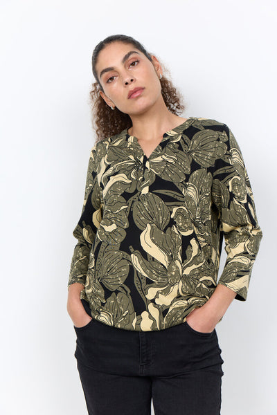Soyaconcept 'Felicity' 3/4 Sleeve Floral Blouse - Grape Leaf