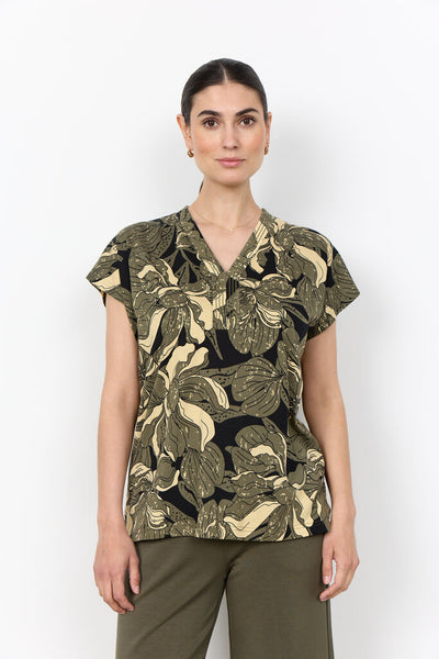 Soyaconcept 'Felicity' Floral Print Short Sleeve Blouse - Grape Leaf