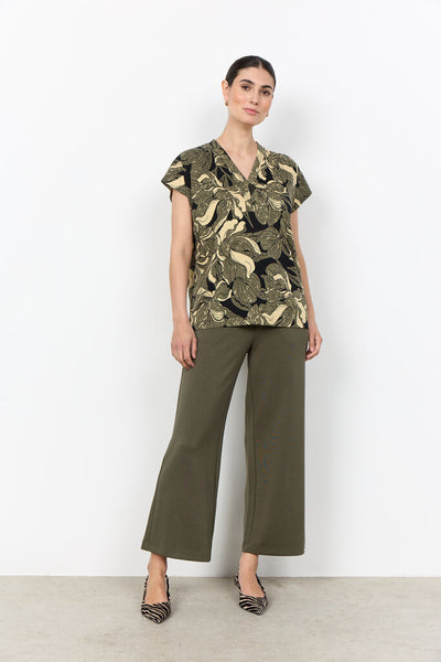 Soyaconcept 'Felicity' Floral Print Short Sleeve Blouse - Grape Leaf