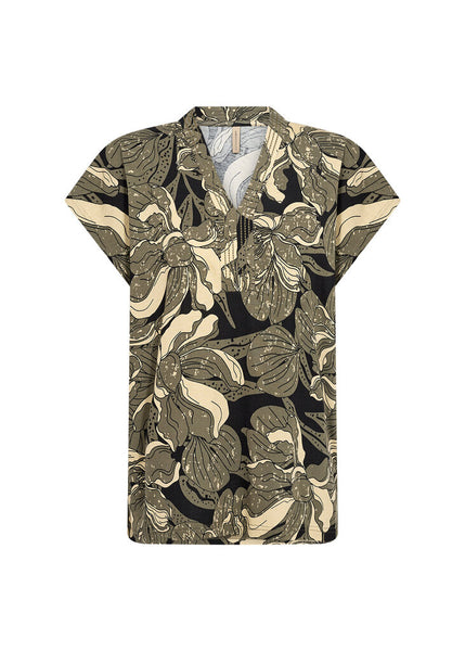 Soyaconcept 'Felicity' Floral Print Short Sleeve Blouse - Grape Leaf