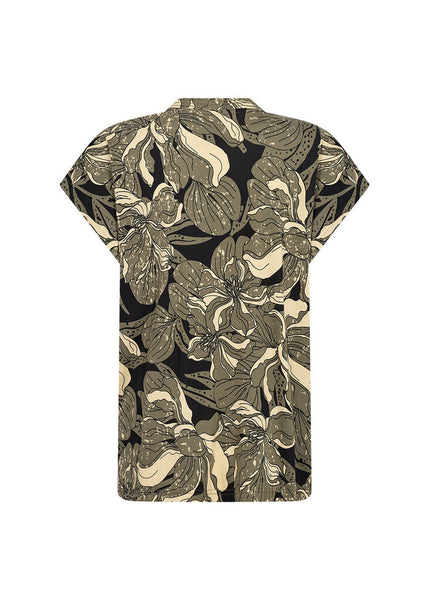 Soyaconcept 'Felicity' Floral Print Short Sleeve Blouse - Grape Leaf
