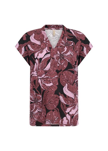 Soyaconcept 'Felicity' Floral Print Short Sleeve Blouse - Oxblood Red