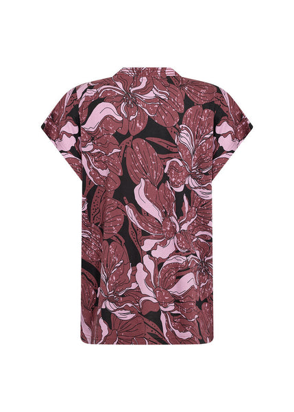 Soyaconcept 'Felicity' Floral Print Short Sleeve Blouse - Oxblood Red