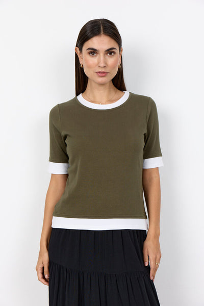 Soyaconcept 'Mignon' Ribbed Contrast Layer Top - Grape Leaf