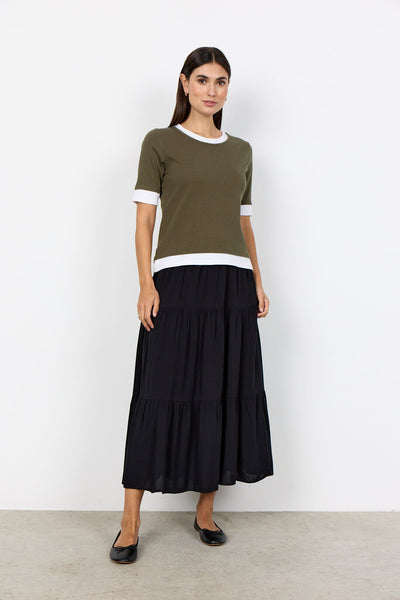 Soyaconcept 'Mignon' Ribbed Contrast Layer Top - Grape Leaf