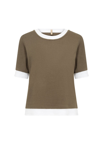 Soyaconcept 'Mignon' Ribbed Contrast Layer Top - Grape Leaf