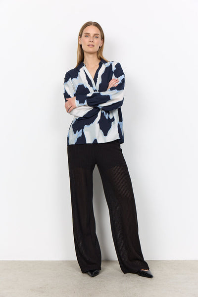 Soyaconcept 'Gladis' Abstract Print Long Sleeve Blouse - Navy