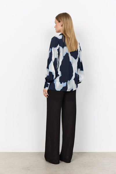Soyaconcept 'Gladis' Abstract Print Long Sleeve Blouse - Navy
