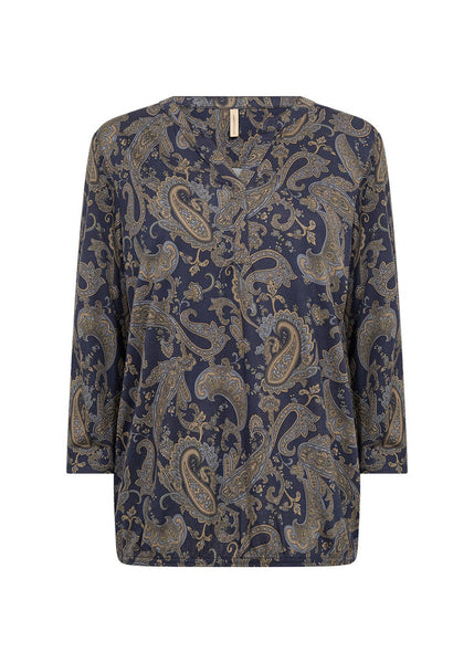 Soyaconcept 'Felicity' Paisley 3/4 Sleeve Blouse - Navy