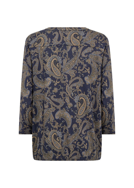 Soyaconcept 'Felicity' Paisley 3/4 Sleeve Blouse - Navy