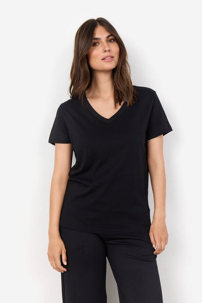 Soyaconcept 'Derby' V-Neck 100% Organic Cotton T-Shirt - Black