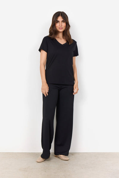 Soyaconcept 'Derby' V-Neck 100% Organic Cotton T-Shirt - Black