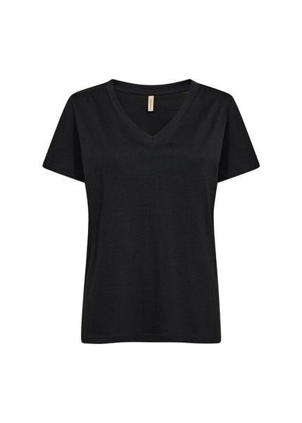 Soyaconcept 'Derby' V-Neck 100% Organic Cotton T-Shirt - Black