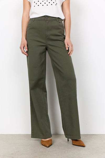 Soyaconcept 'Bess' Wide Leg Cotton Pants - Grape Leaf