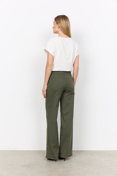 Soyaconcept 'Bess' Wide Leg Cotton Pants - Grape Leaf
