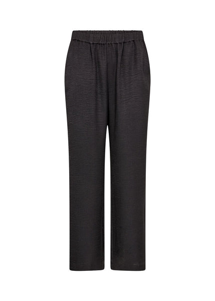 Soyaconcept 'Charissa' Full Length Textured Pant with Elastic Waist - Black