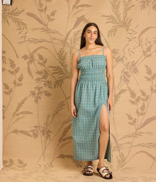 Known Supply 'Atlas' 100% Cotton Gingham Smocked Midi Dress