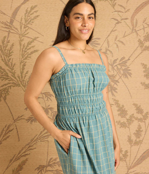 Known Supply 'Atlas' 100% Cotton Gingham Smocked Midi Dress