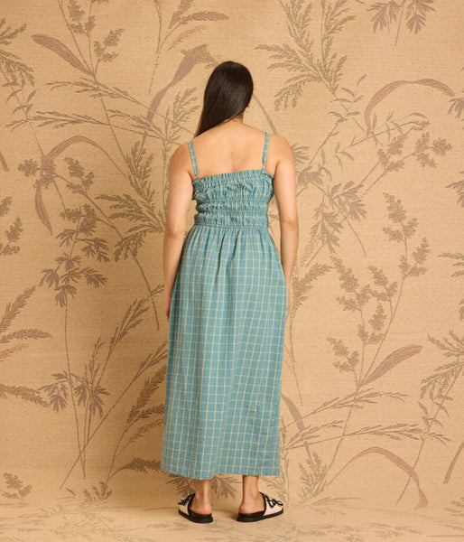 Known Supply 'Atlas' 100% Cotton Gingham Smocked Midi Dress