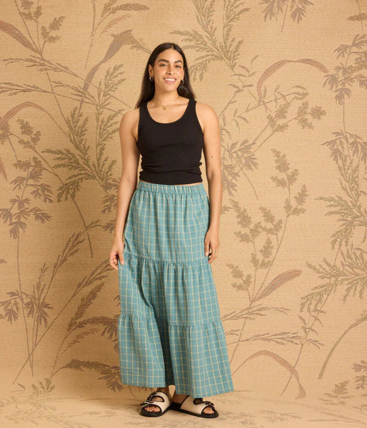 Known Supply 'Haylea' Gingham Tiered Maxi Skirt