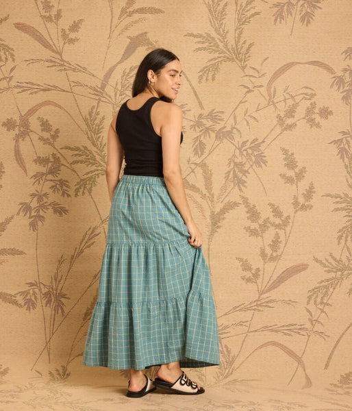 Known Supply 'Haylea' Gingham Tiered Maxi Skirt