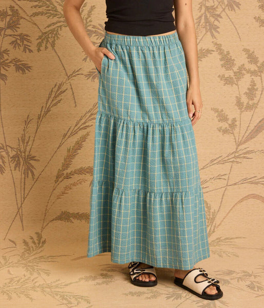 Known Supply 'Haylea' Gingham Tiered Maxi Skirt