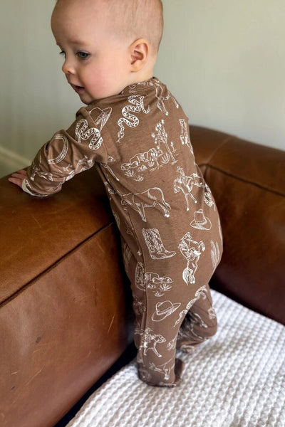 Bambi & Birdie Bamboo Zipper Sleeper - Cowboy