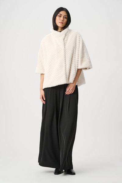 Joseph Ribkoff 263917 Chevron Faux Fur Cape Jacket