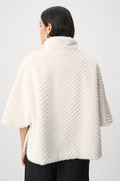 Joseph Ribkoff 263917 Chevron Faux Fur Cape Jacket