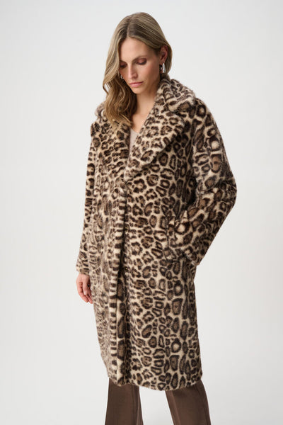 Joseph Ribkoff 263919 Faux Fur Leopard Print Coat