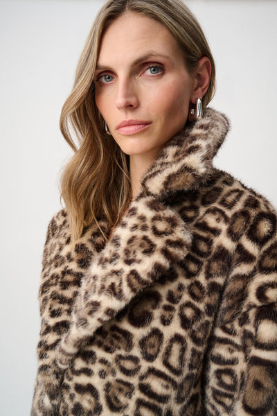 Joseph Ribkoff 263919 Faux Fur Leopard Print Coat