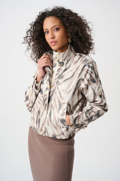 Joseph Ribkoff 263944 Faux Suede Animal Print Jacket