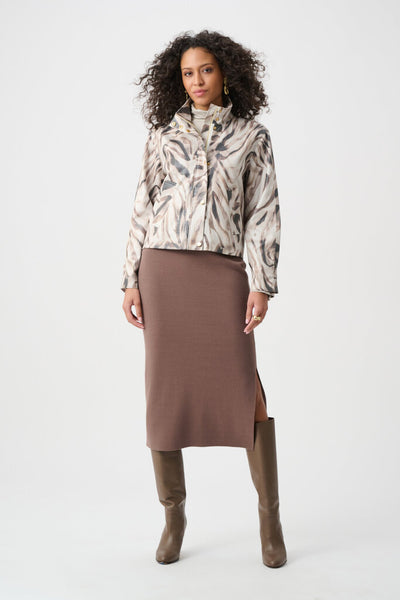 Joseph Ribkoff 263944 Faux Suede Animal Print Jacket