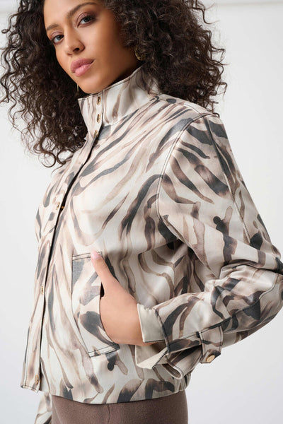 Joseph Ribkoff 263944 Faux Suede Animal Print Jacket