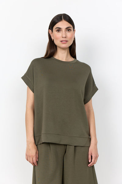 Soyaconcept 'Banu 245' Short Sleeve Side Slit Top - Grape Leaf