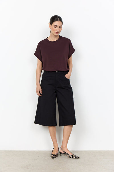 Soyaconcept 'Banu 245' Short Sleeve Side Slit Top - Chocolate Plum