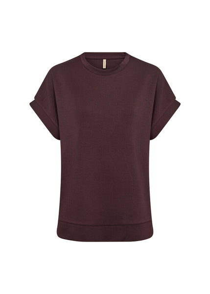Soyaconcept 'Banu 245' Short Sleeve Side Slit Top - Chocolate Plum