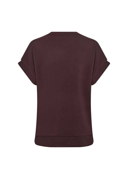 Soyaconcept 'Banu 245' Short Sleeve Side Slit Top - Chocolate Plum