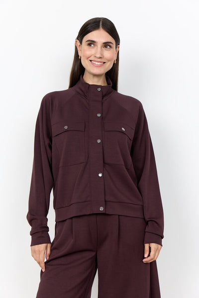 Soyaconcept 'Banu 320' Snap Front Jacket - Chocolate Plum